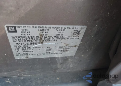 2015 Cadillac Srx Premium Collection z USA, uszkodzony, nr VIN 3GYFNDE36FS557383